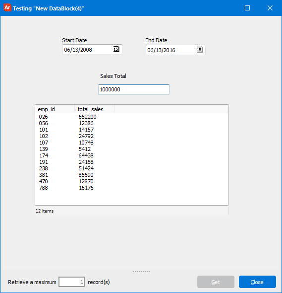 This image shows the QuickView report results.